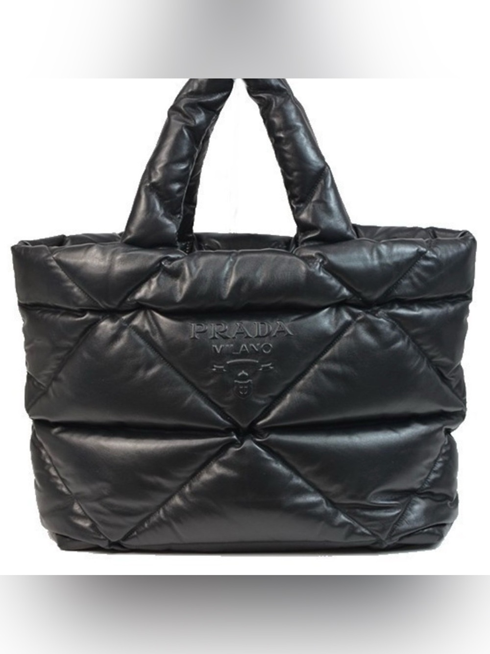 Prada Puffy Nappa Quilted Tote Bag In Black Padette Nappa Leather Tote Bag OS - Picture 1 of 14